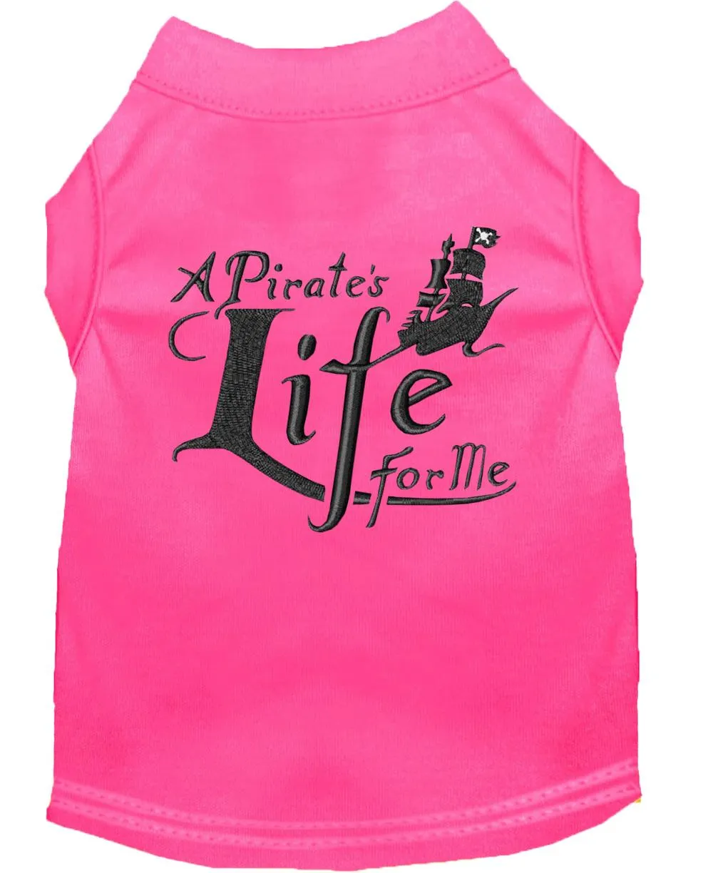 A Pirate's Life Embroidered Dog Shirt Bright Pink Sm (10)