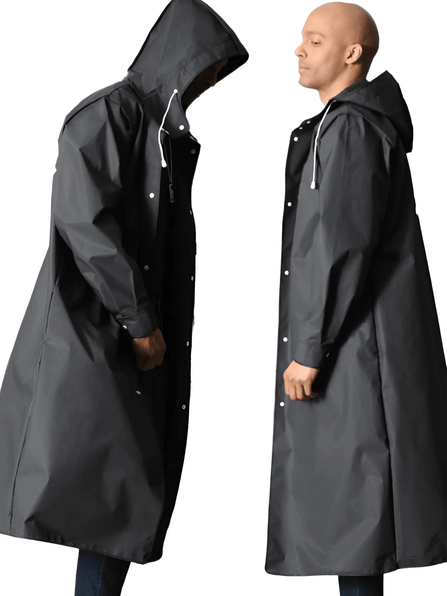 Adult's Black Waterproof Long Raincoat