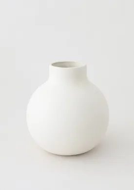 Afloral Creamy White Round Ceramic Vase - 8"