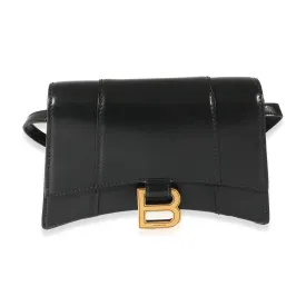 Balenciaga Black Smooth Leather Hourglass XS Belt Bag