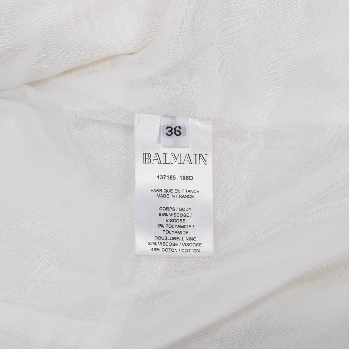 Balmain White Viscose Weave Epaulette Blazer FR 36