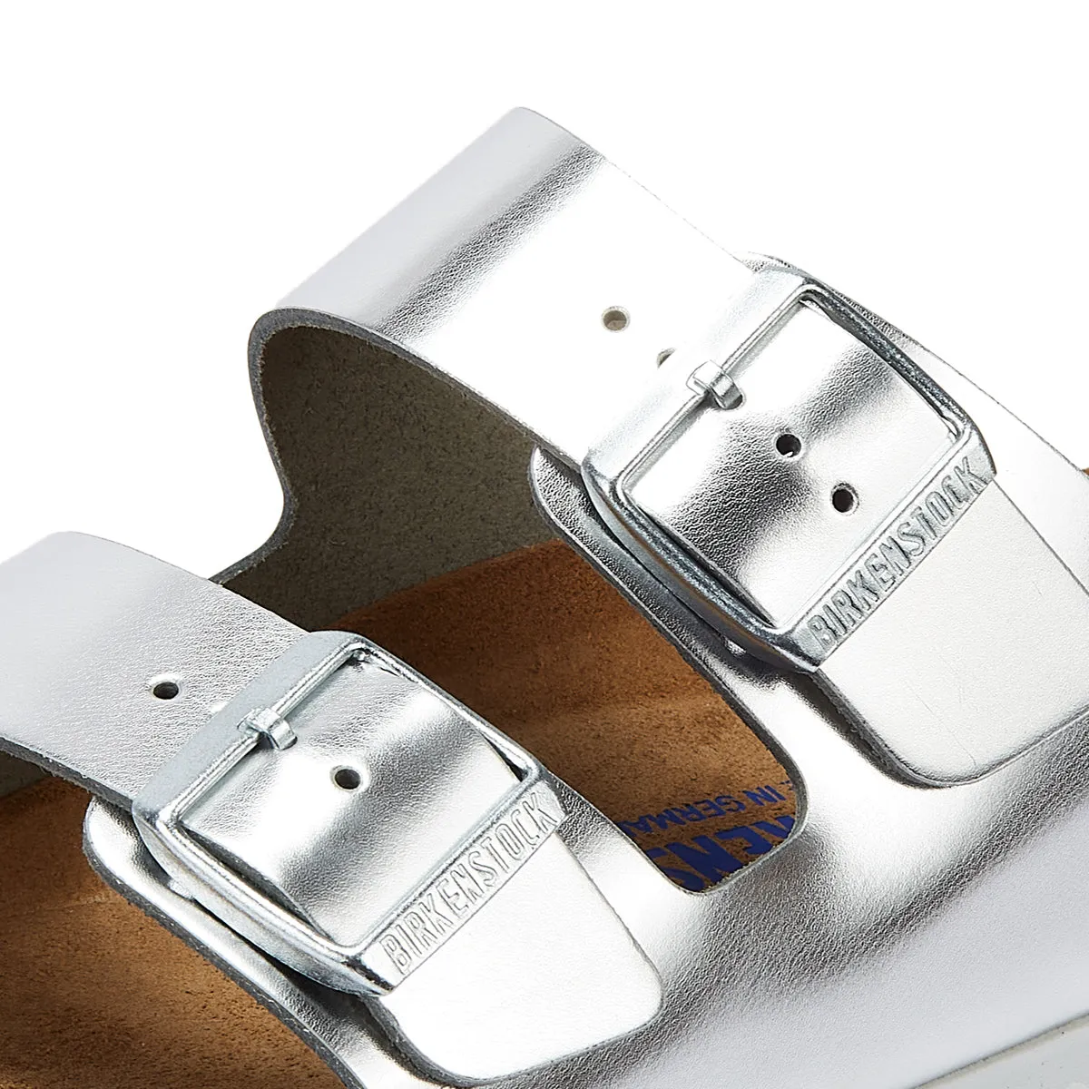 Birkenstock Arizona Birko Flor Womens Silver Sandals