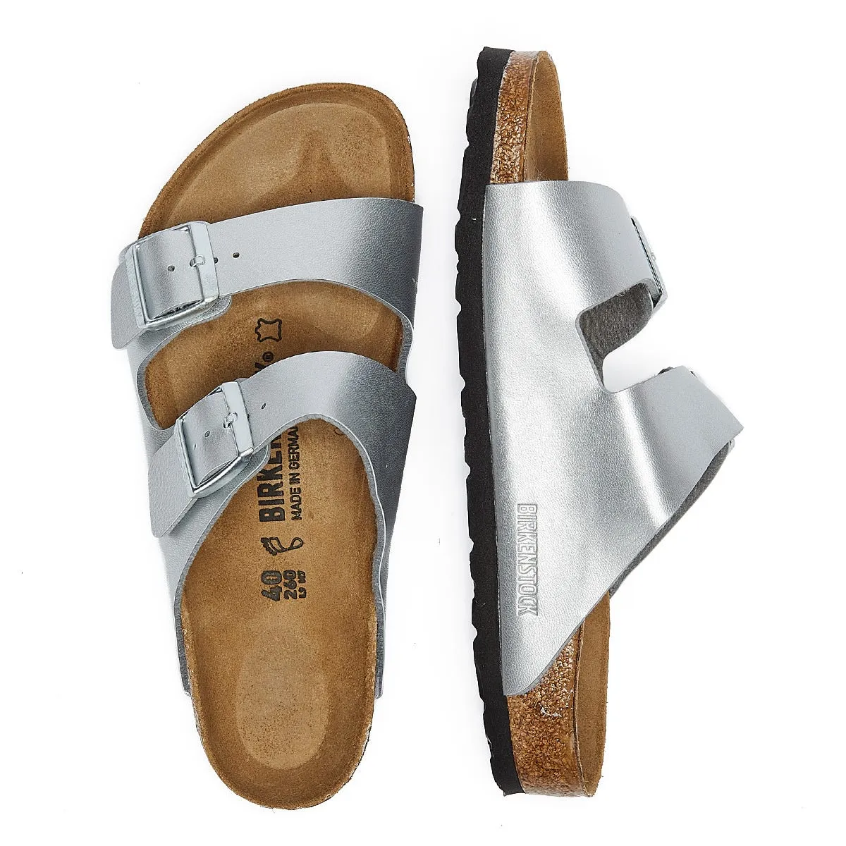 Birkenstock Arizona Birko Flor Womens Silver Sandals