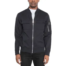 Black Dual-Pocket Bomber Jacket