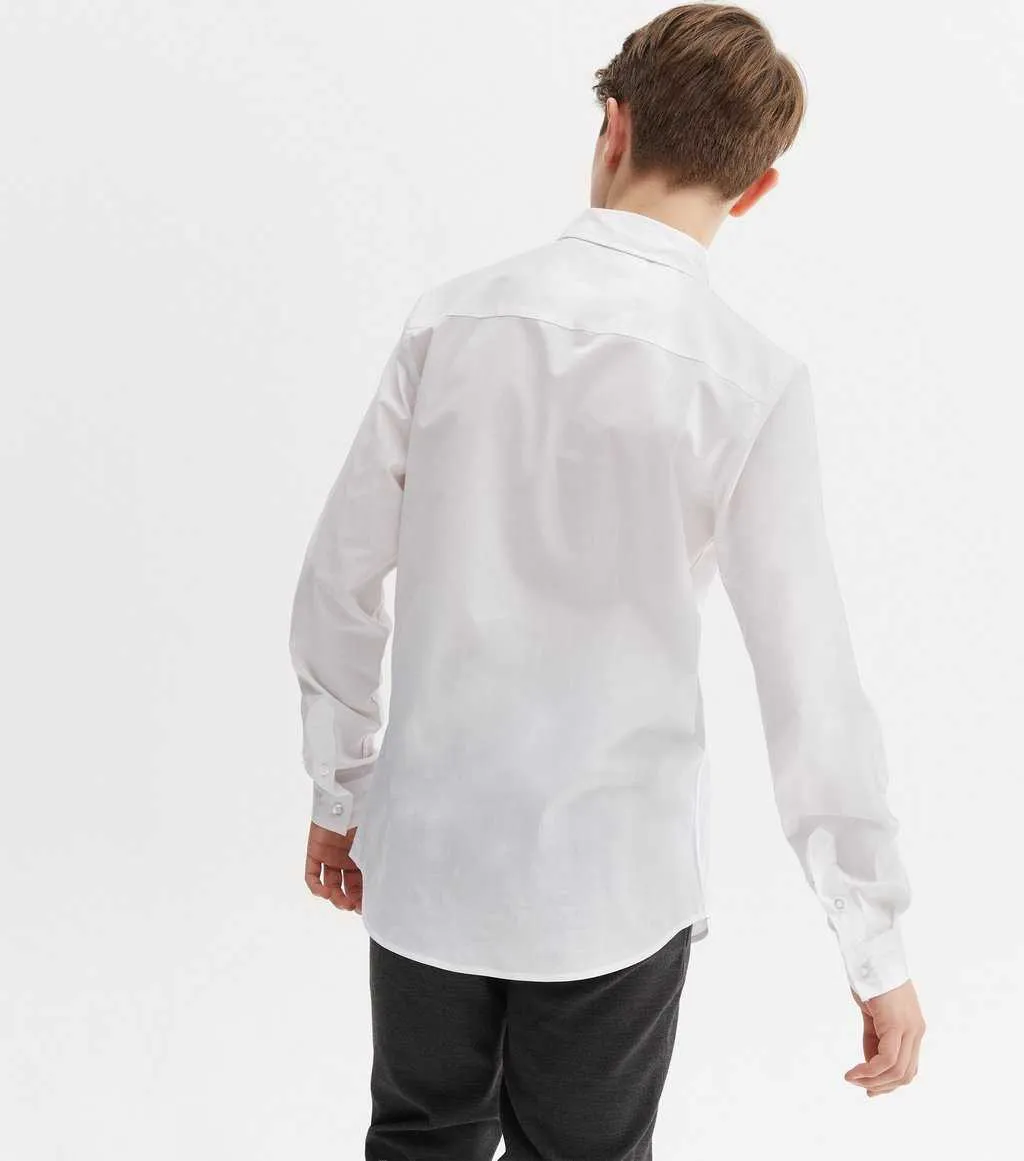 Boys White Long-sleeve Shirts.