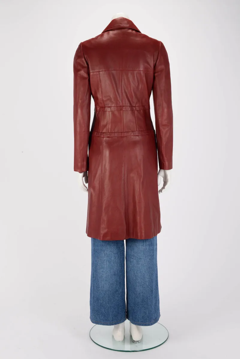 Chanel Red Lambskin CC Button Coat FR 40