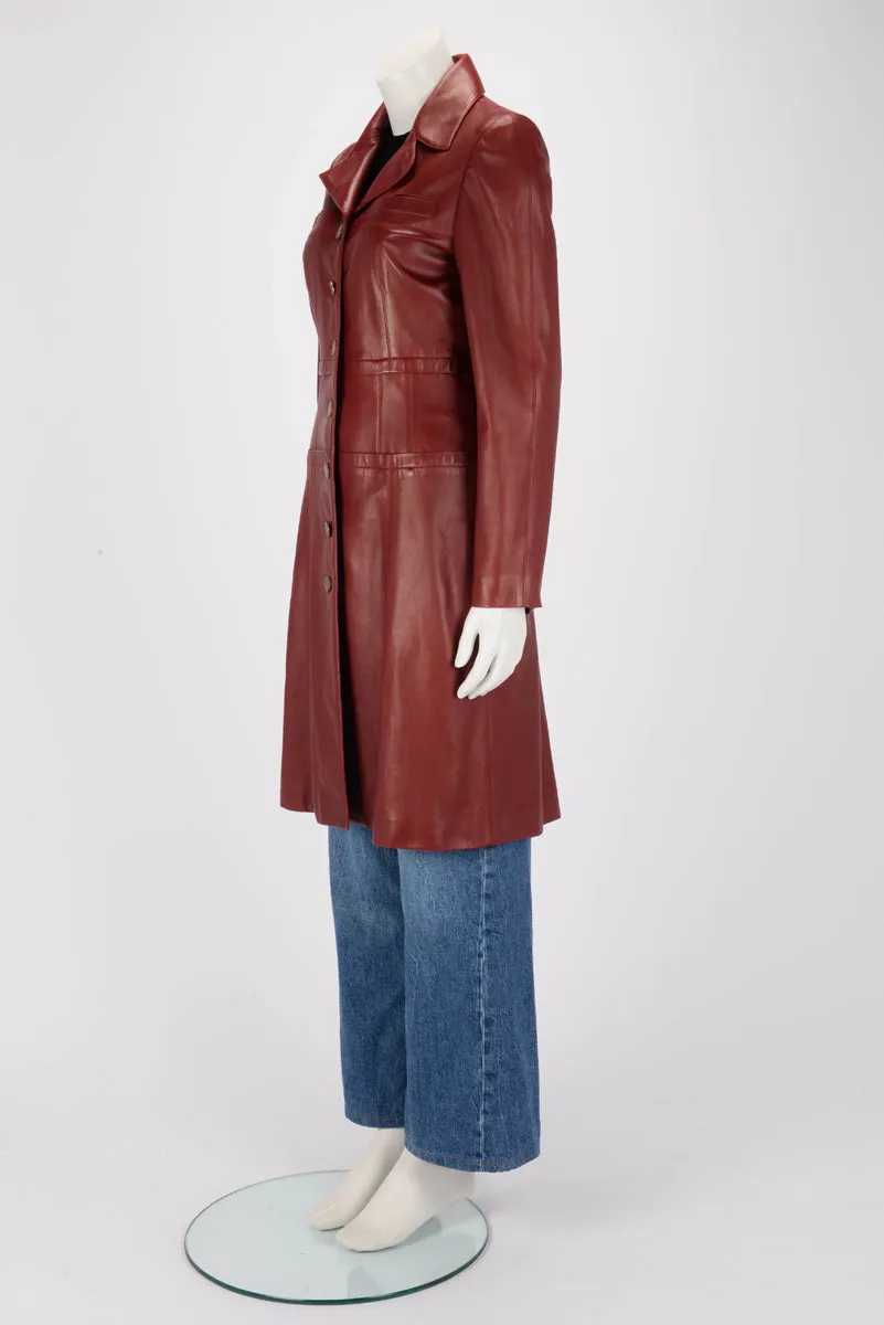 Chanel Red Lambskin CC Button Coat FR 40