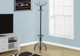 Coat Rack - 70"H / Black Metal With An Umbrella Holder