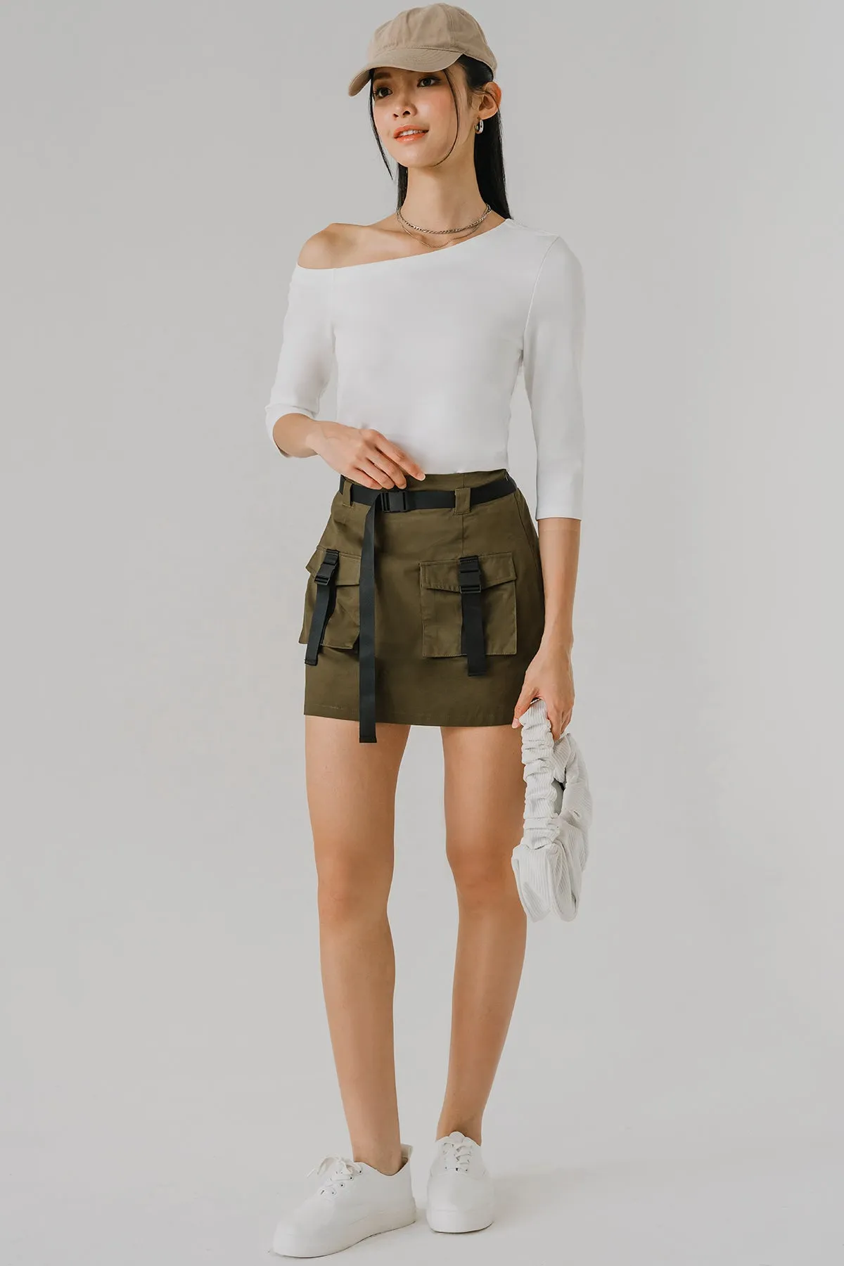 Concrete Buckle Skort (Camo Green)