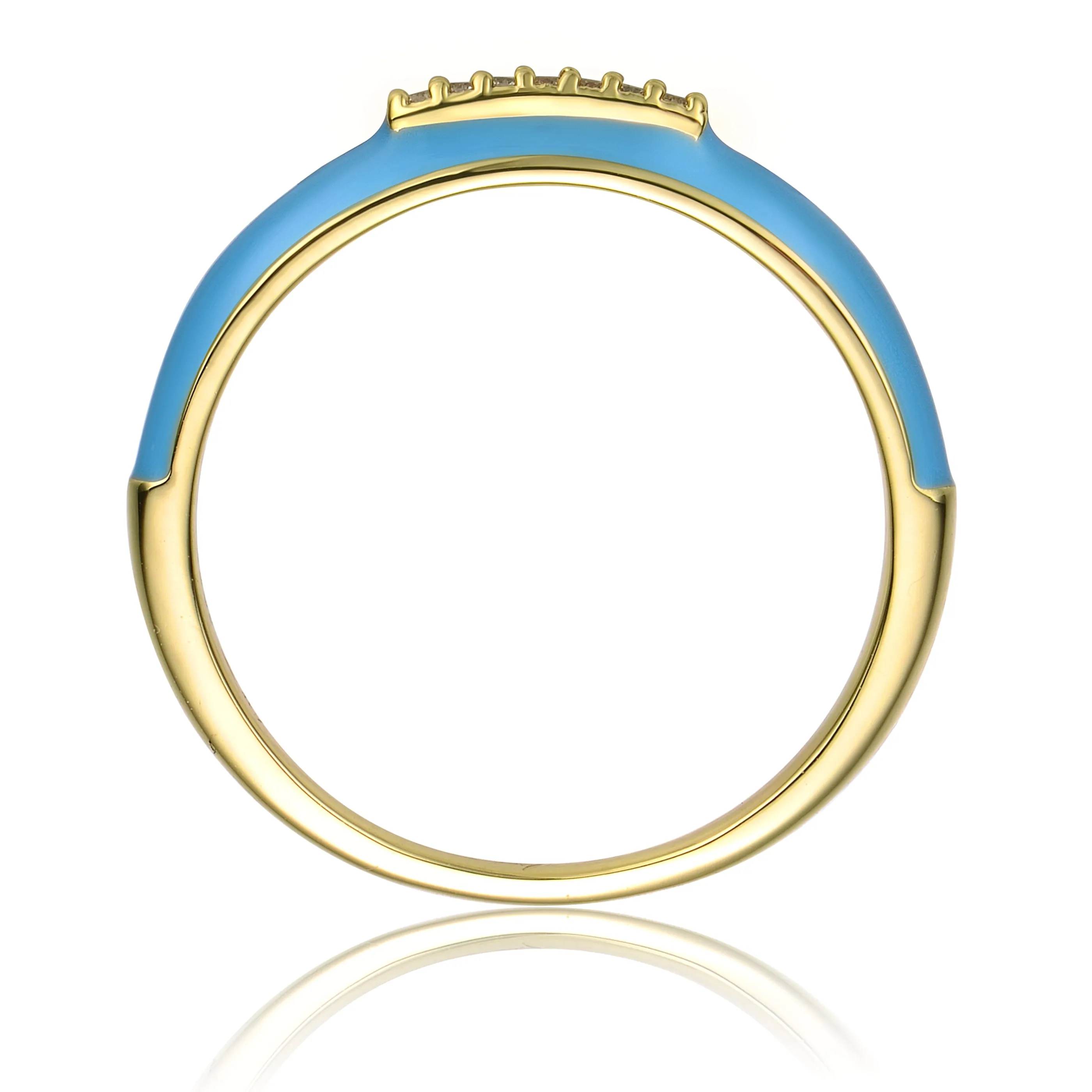 Coralie Blue Enamel Slim Stacking Band Ring