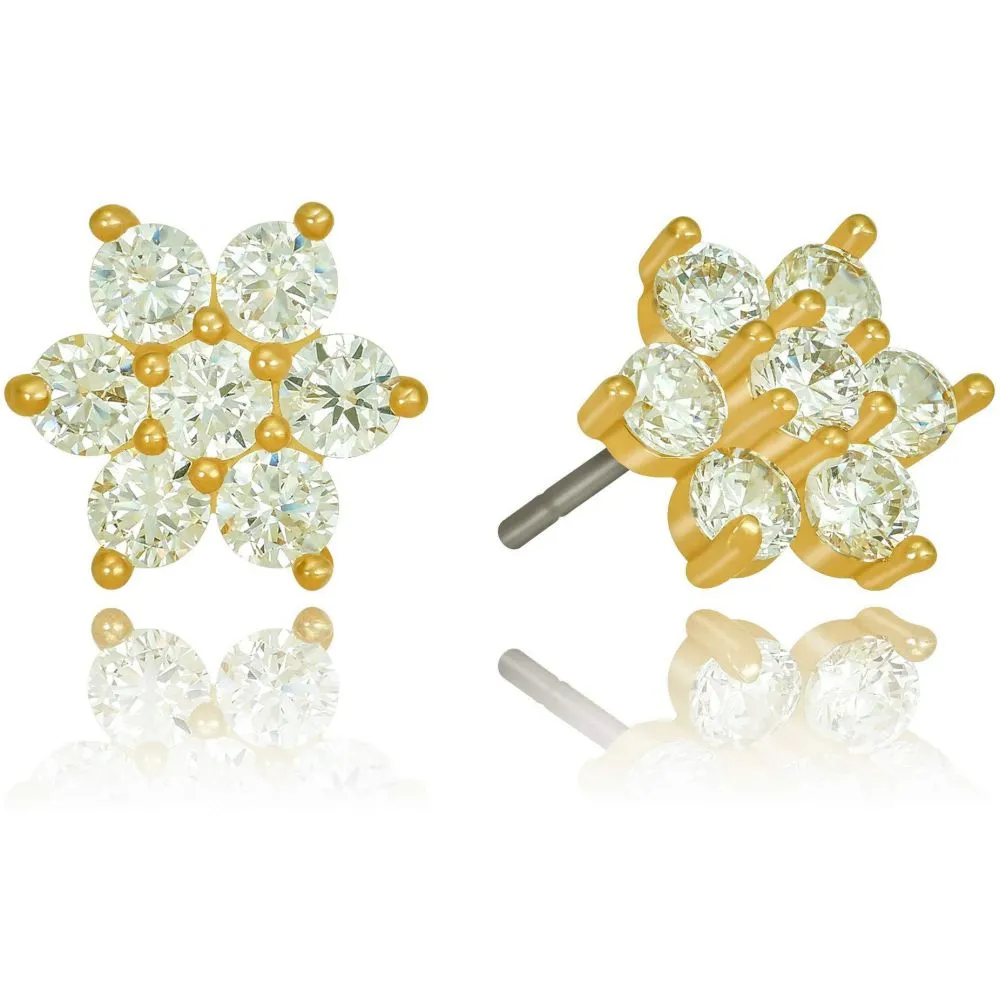 Cubic Zirconia 9mm Flower Stud Earrings