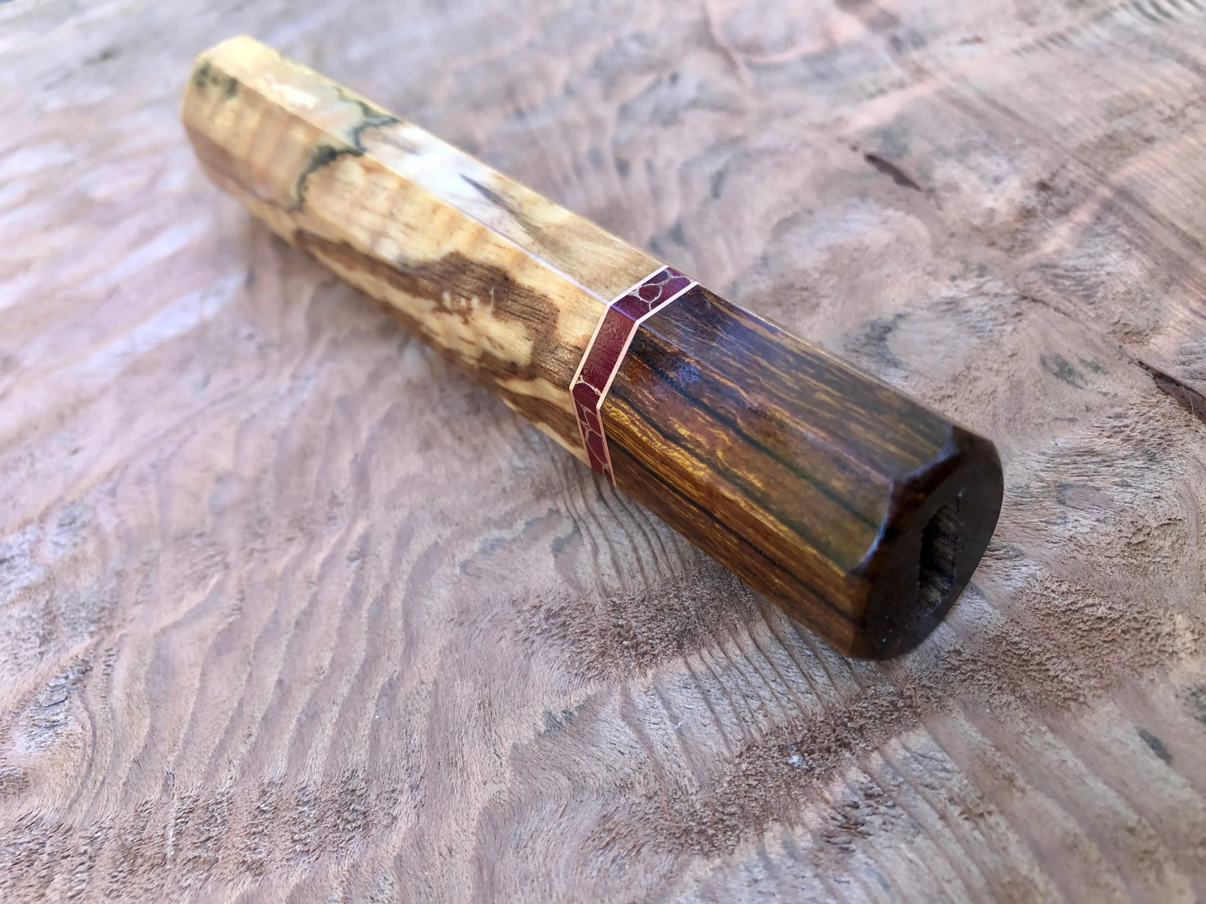 Custom Japanese Knife Handle - Spalted tamarind and desert ironwood