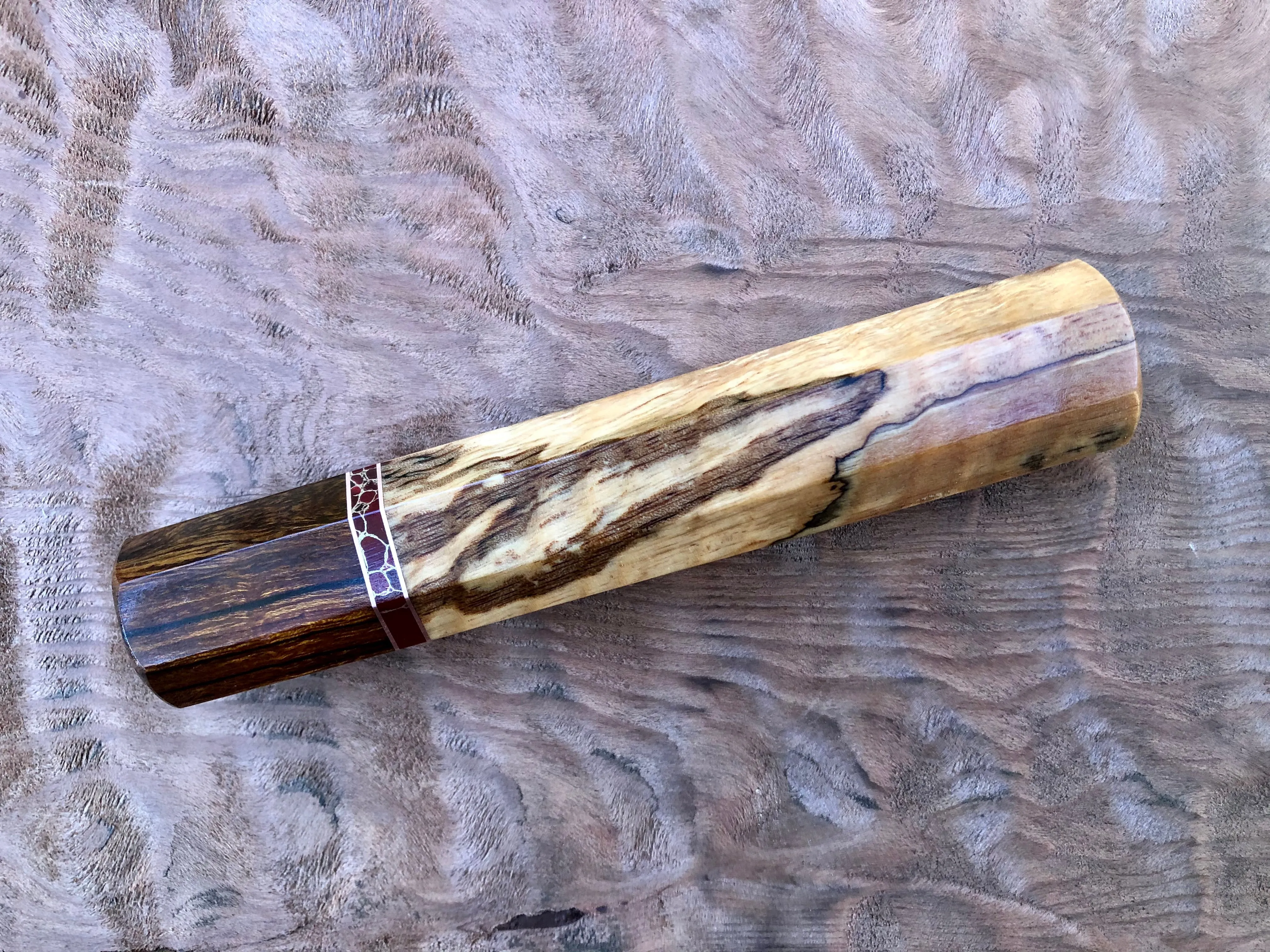 Custom Japanese Knife Handle - Spalted tamarind and desert ironwood