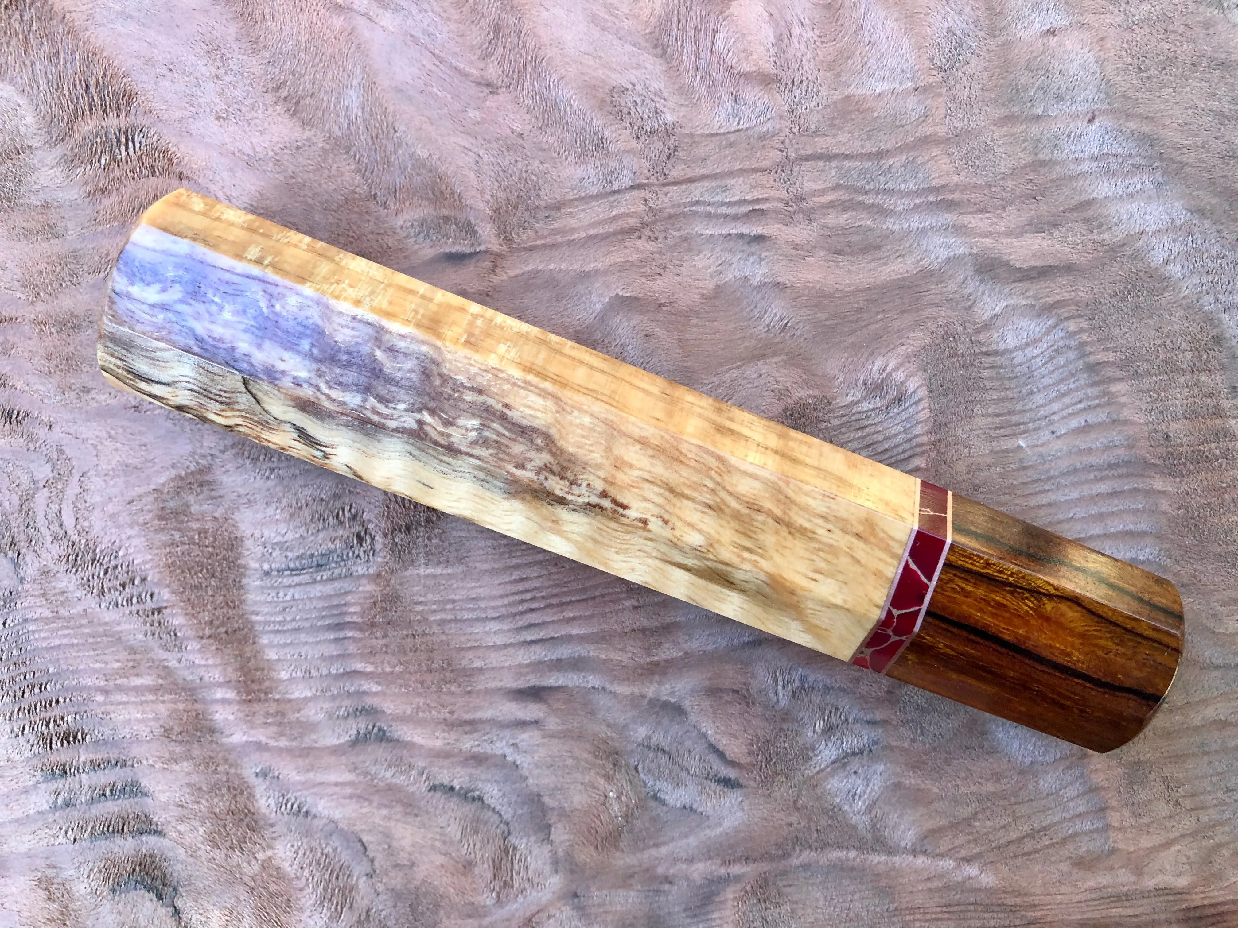 Custom Japanese Knife Handle - Spalted tamarind and desert ironwood