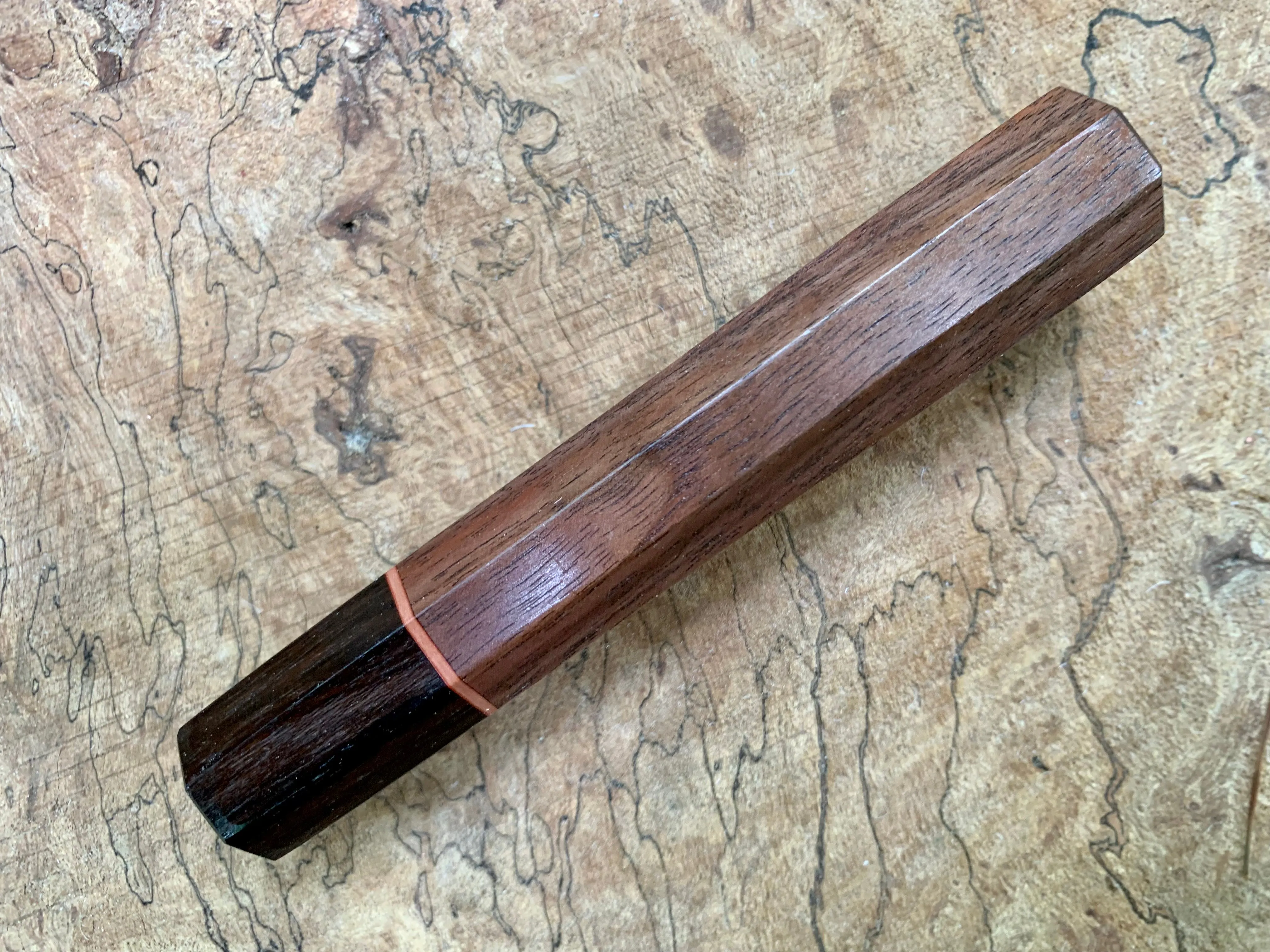 Custom Japanese Knife handle (wa handle) - Curly walnut and ziricote