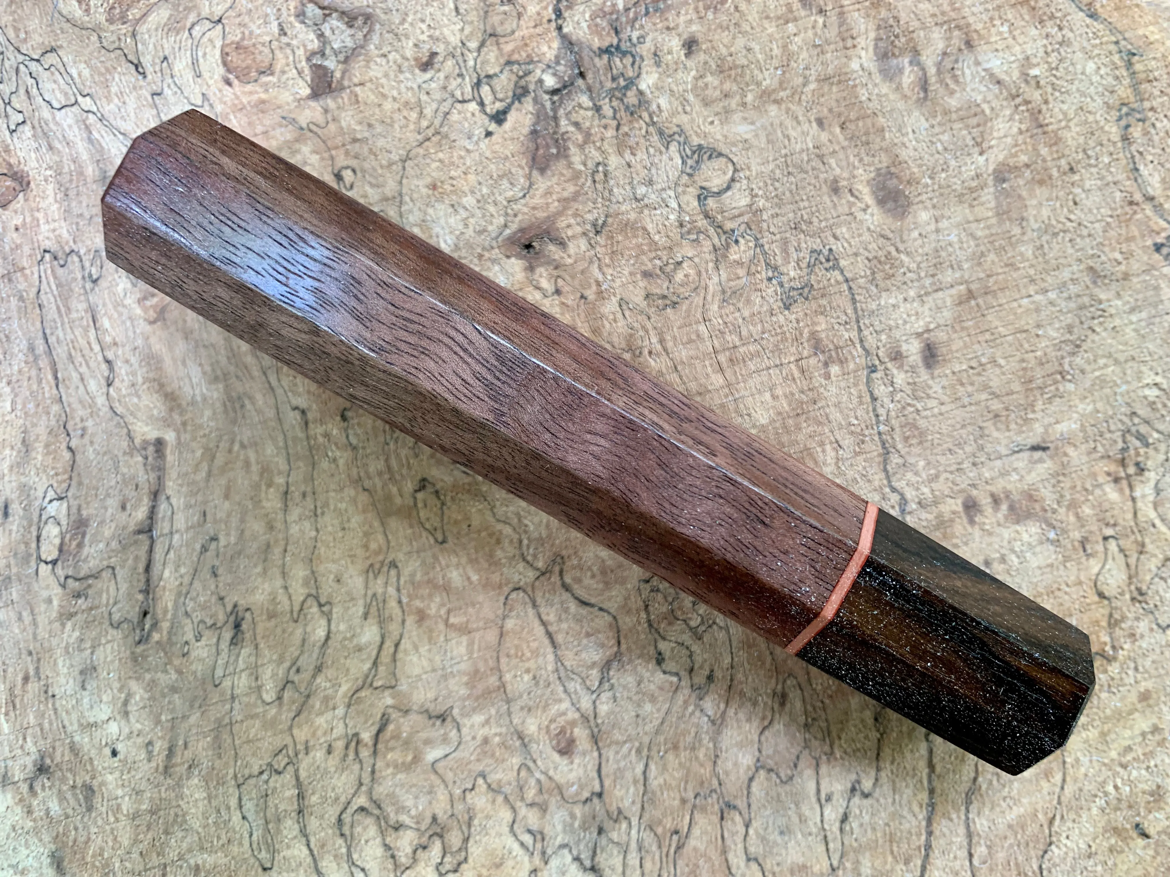 Custom Japanese Knife handle (wa handle) - Curly walnut and ziricote