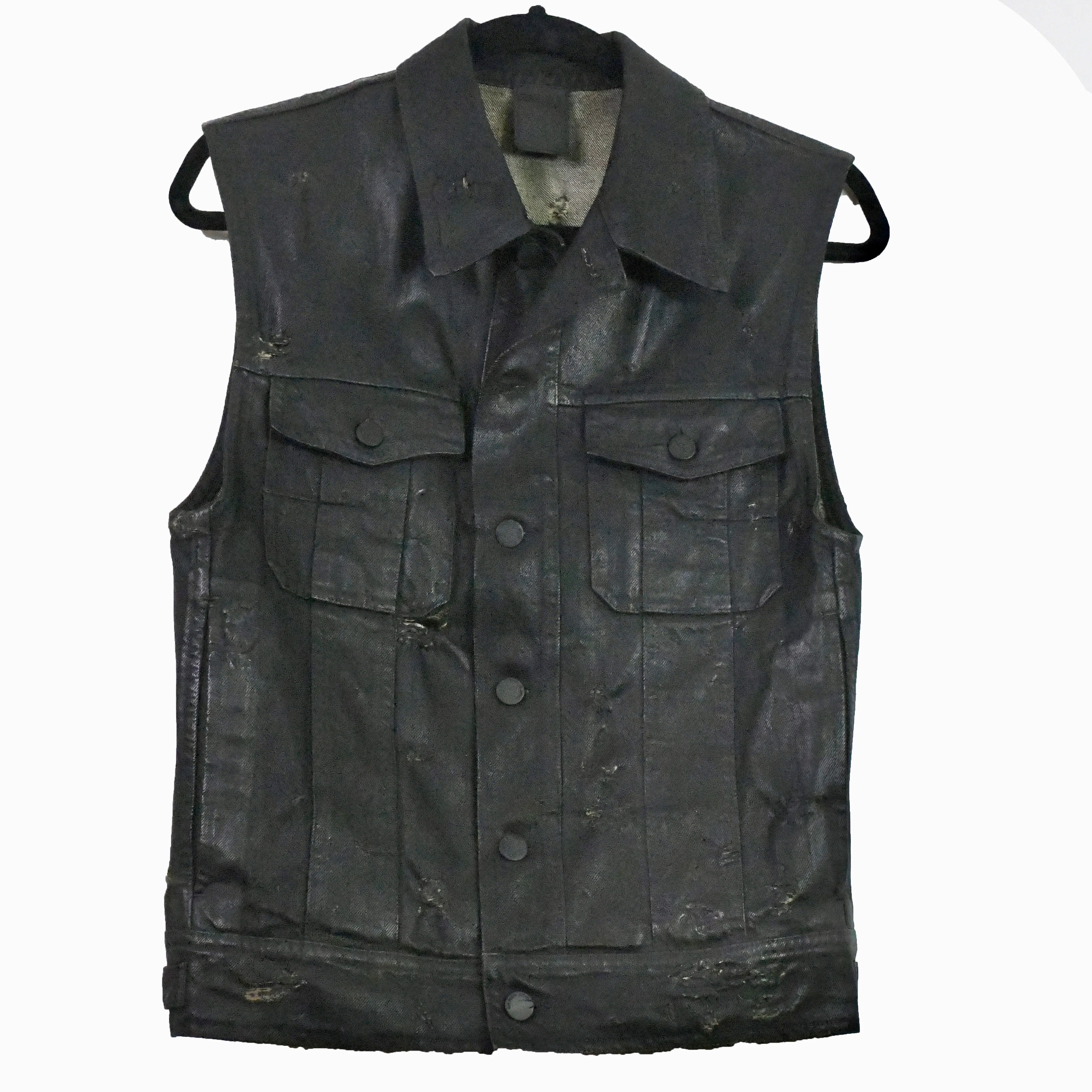 Dior Homme waxed/distressed denim vest S/S04 “Strip” 48/medium