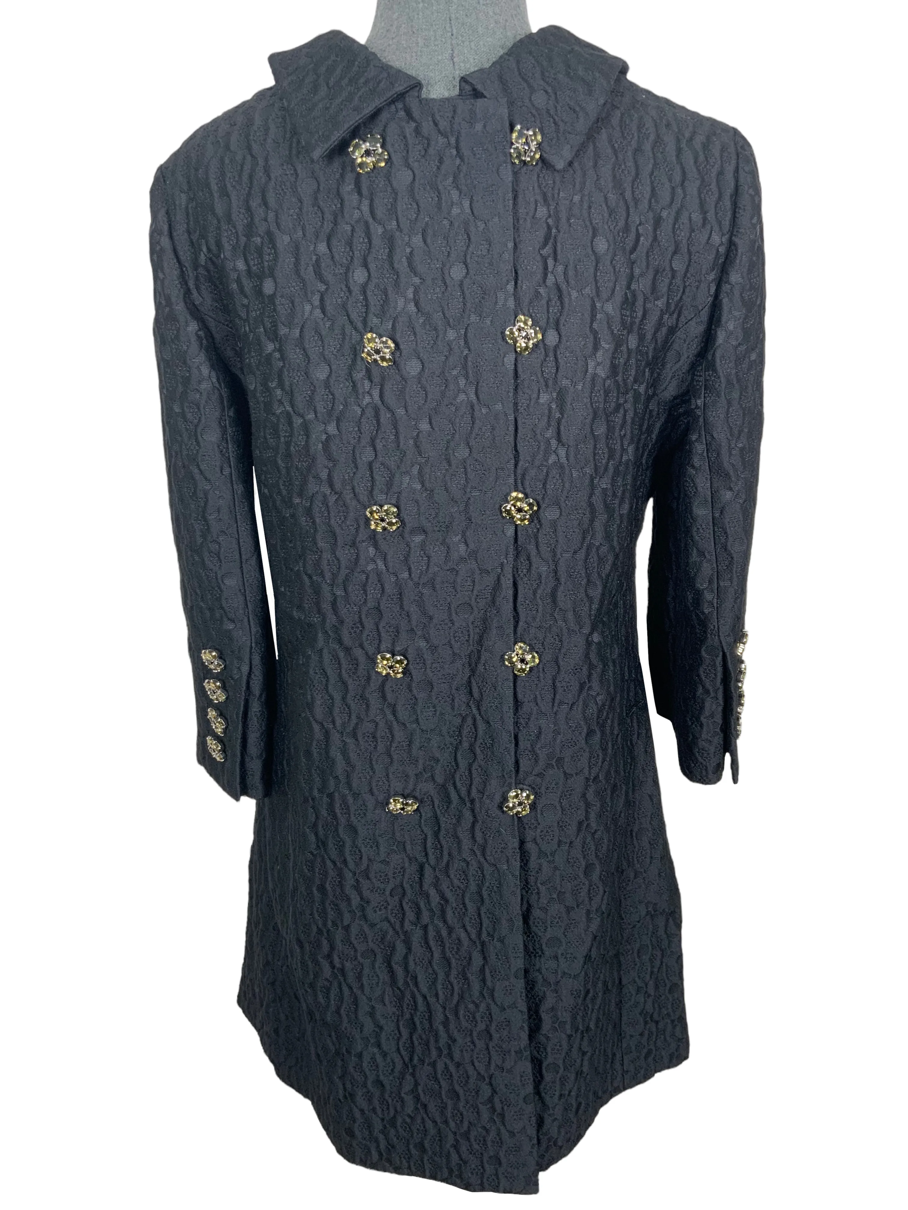 Dolce & Gabbana Wool Plisse Double Breasted Coat Dress Size M