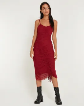 Dulcia Midi Dress in Burgundy