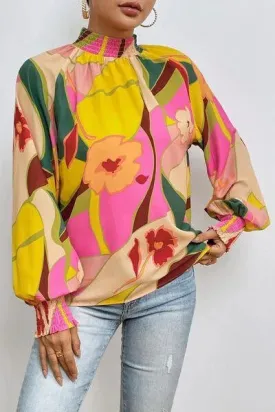 Floral Smocked Lantern Sleeve Blouse: Perfect for Any Summer Occasion!