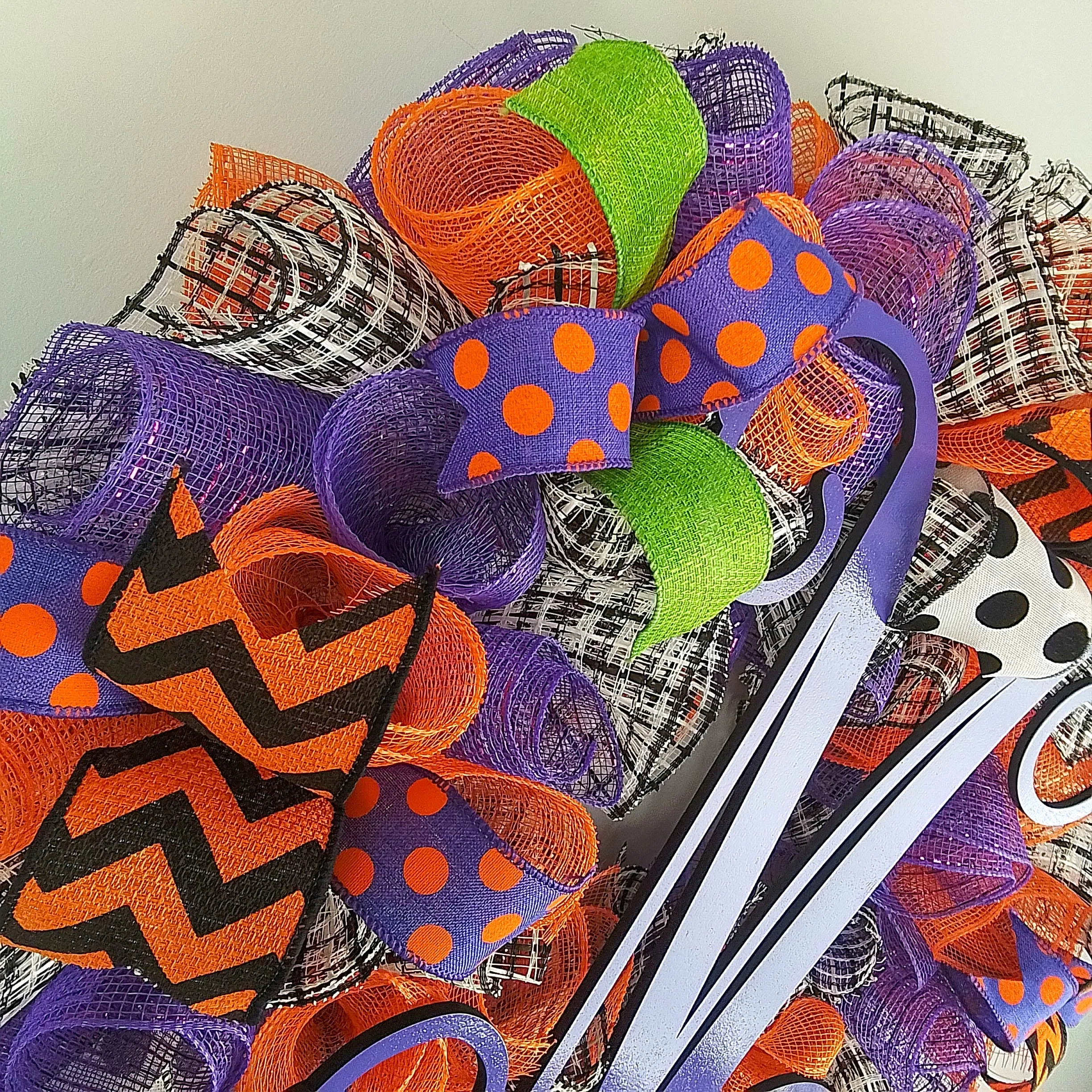 Halloween Monogram Wreaths | Colorful Purple Green