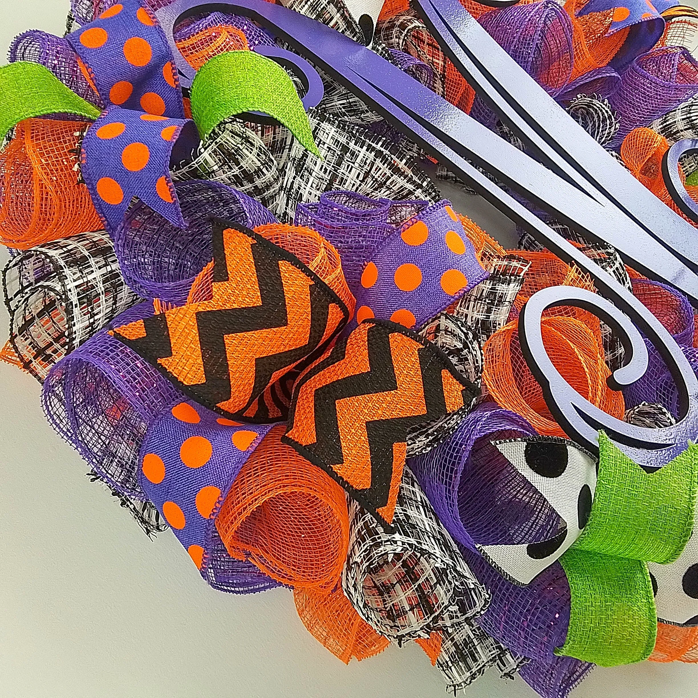 Halloween Monogram Wreaths | Colorful Purple Green