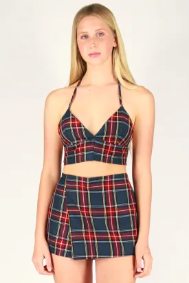 Halter Bralette and Skorts - Tartan