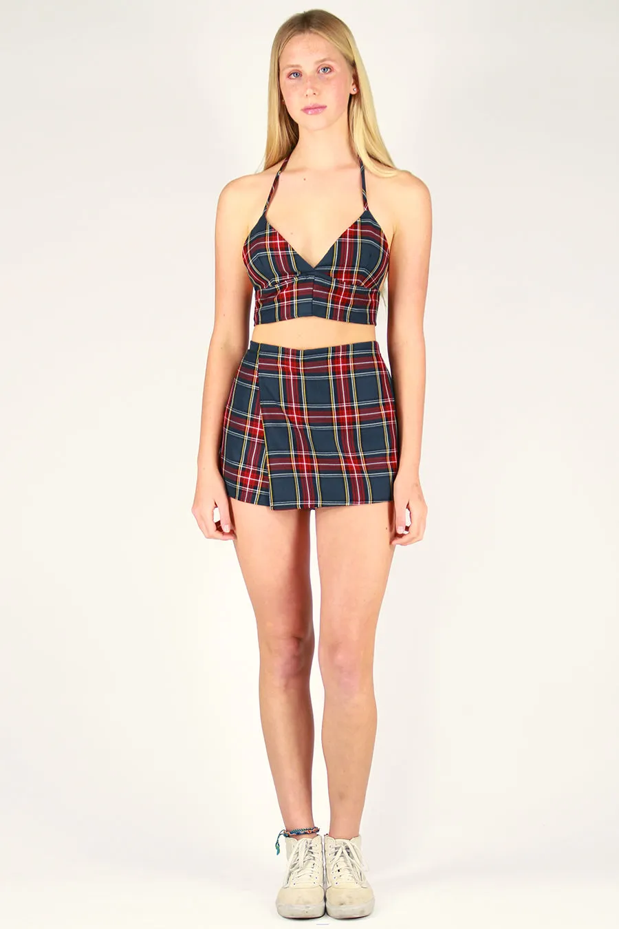 Halter Bralette and Skorts - Tartan