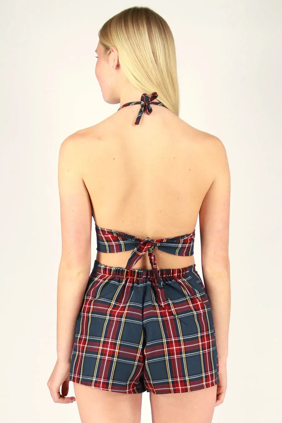 Halter Bralette and Skorts - Tartan