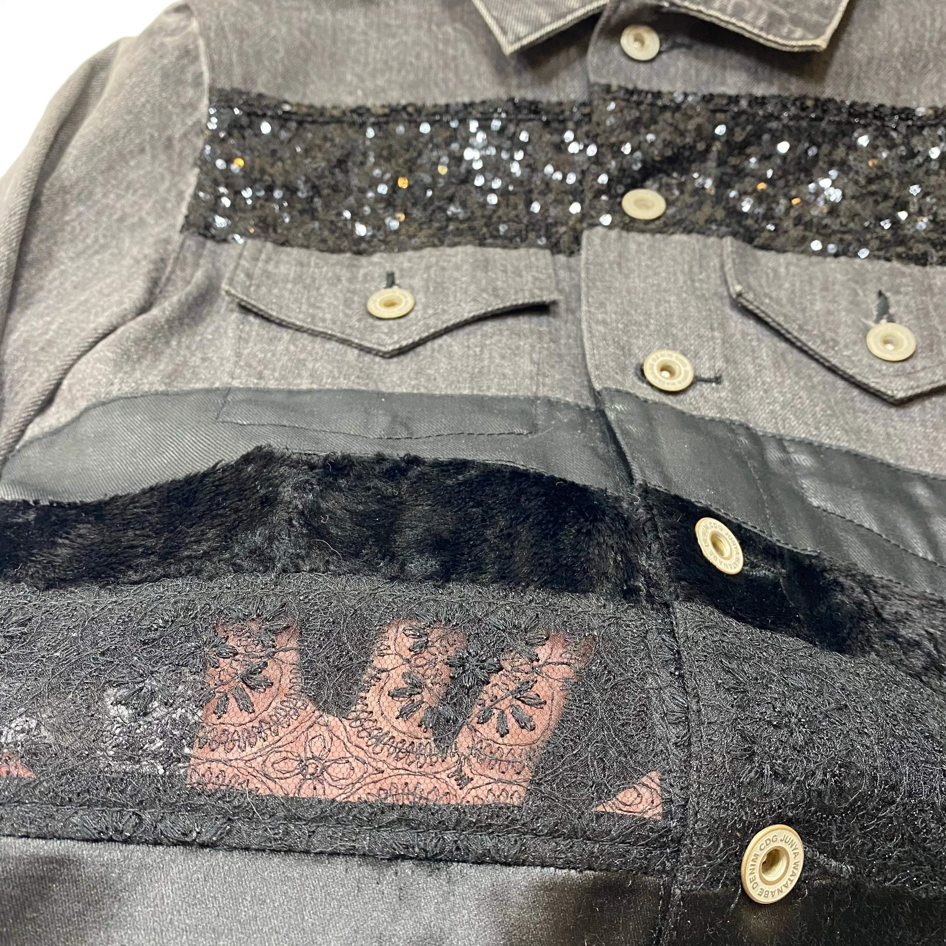 Junya Watanabe mixed media  cropped denim jacket A/W04