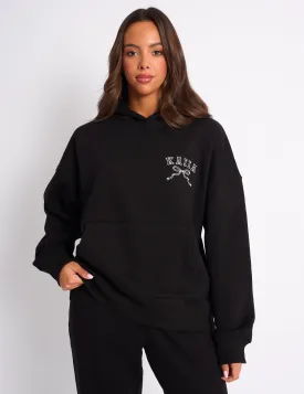 Kaiia Bow Embroidered Oversized Hoodie Black & White