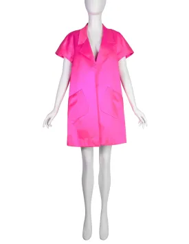 Karl Lagerfeld Vintage AW 1990 Shocking Pink Silk Satin Short Sleeve Jacket