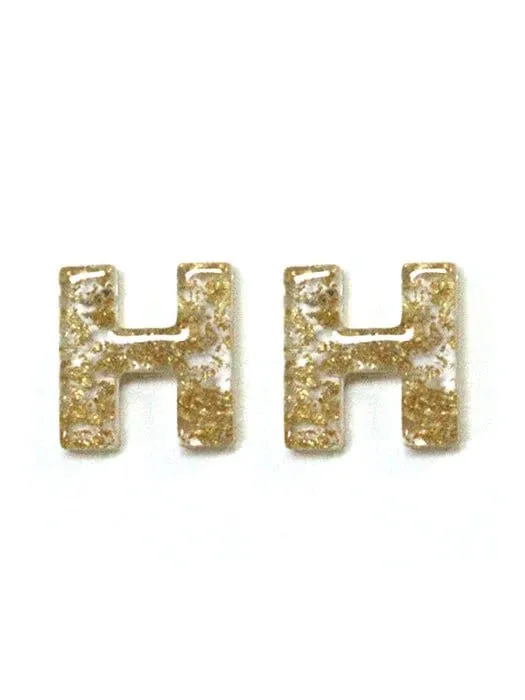 KE8190 Assorted 16 Piece Gold Acrylic Initial Stud Earring Pack