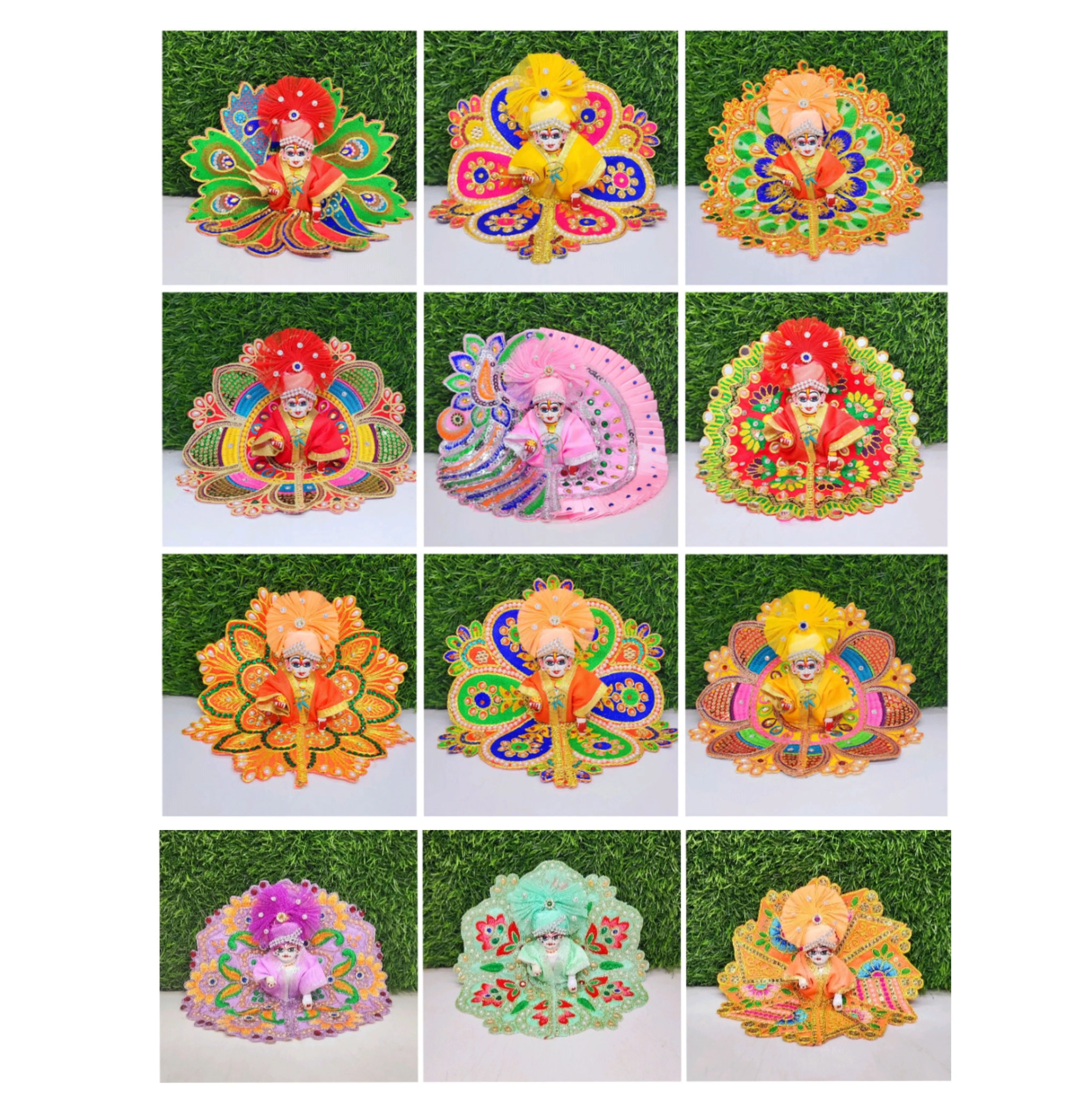 Laddu Gopal Embroidery Dress Combo Pack of 12 [Pagdi not included] (Random Designs)