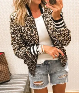 Leopard printed bomber jacket