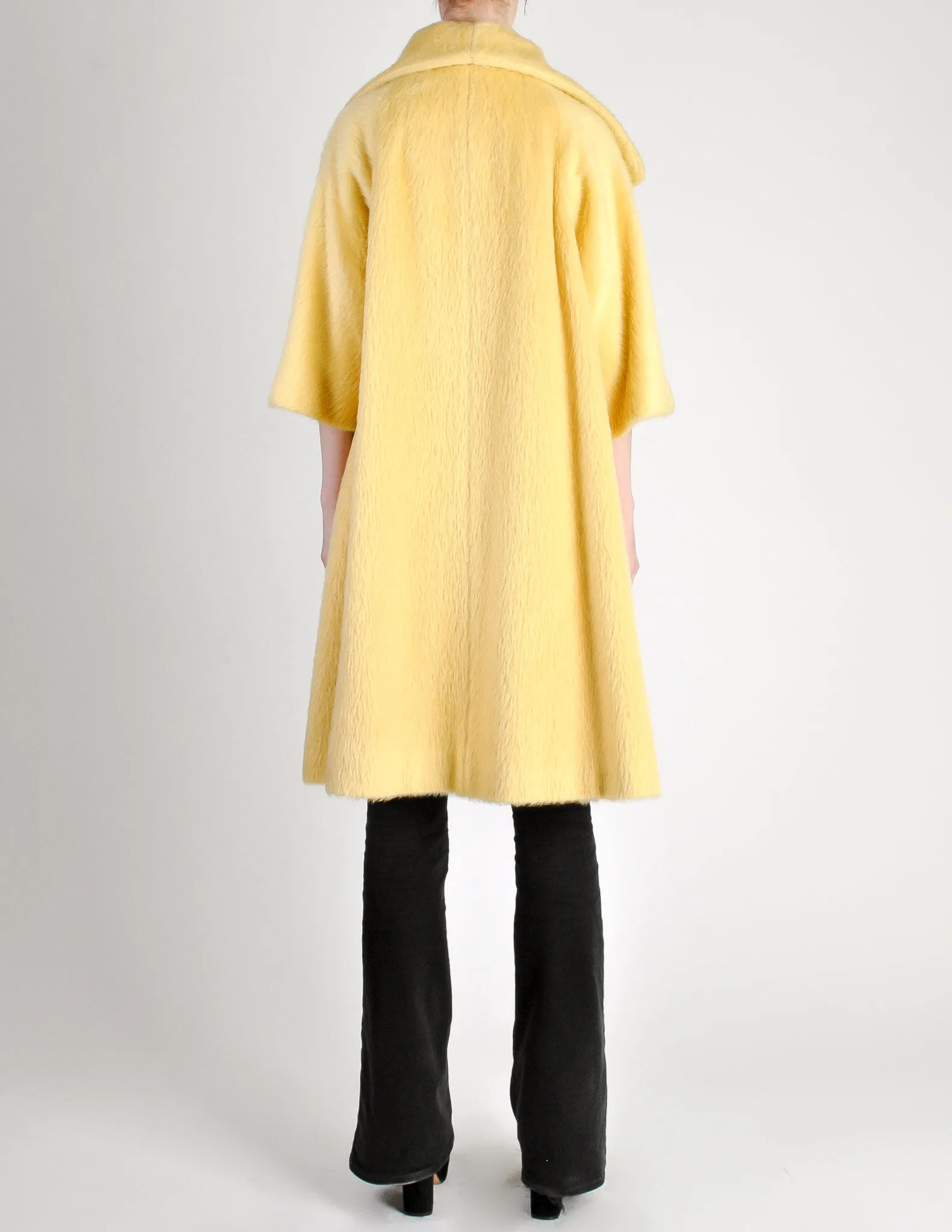 Lilli Ann Vintage Banana Yellow Wool Mohair Swing Coat