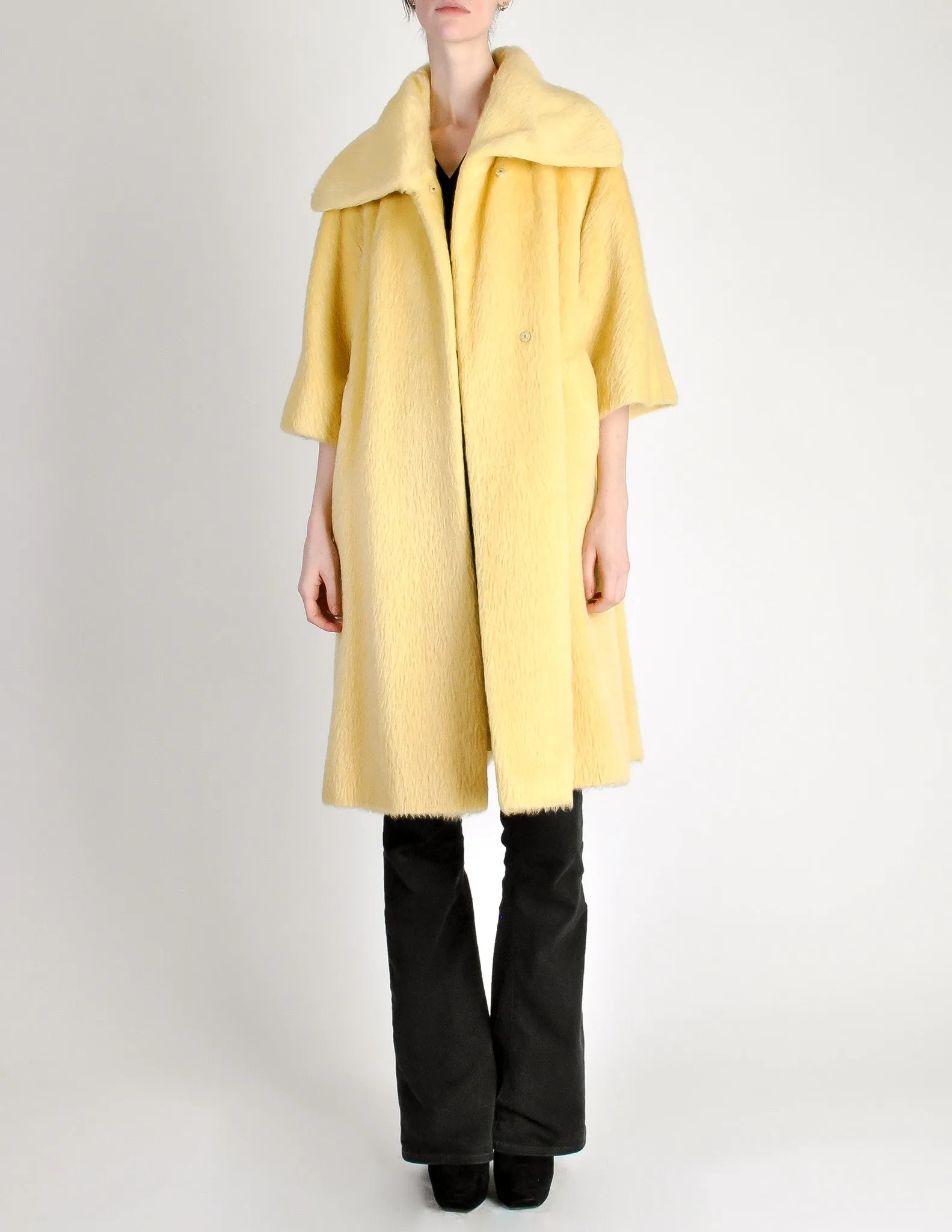 Lilli Ann Vintage Banana Yellow Wool Mohair Swing Coat