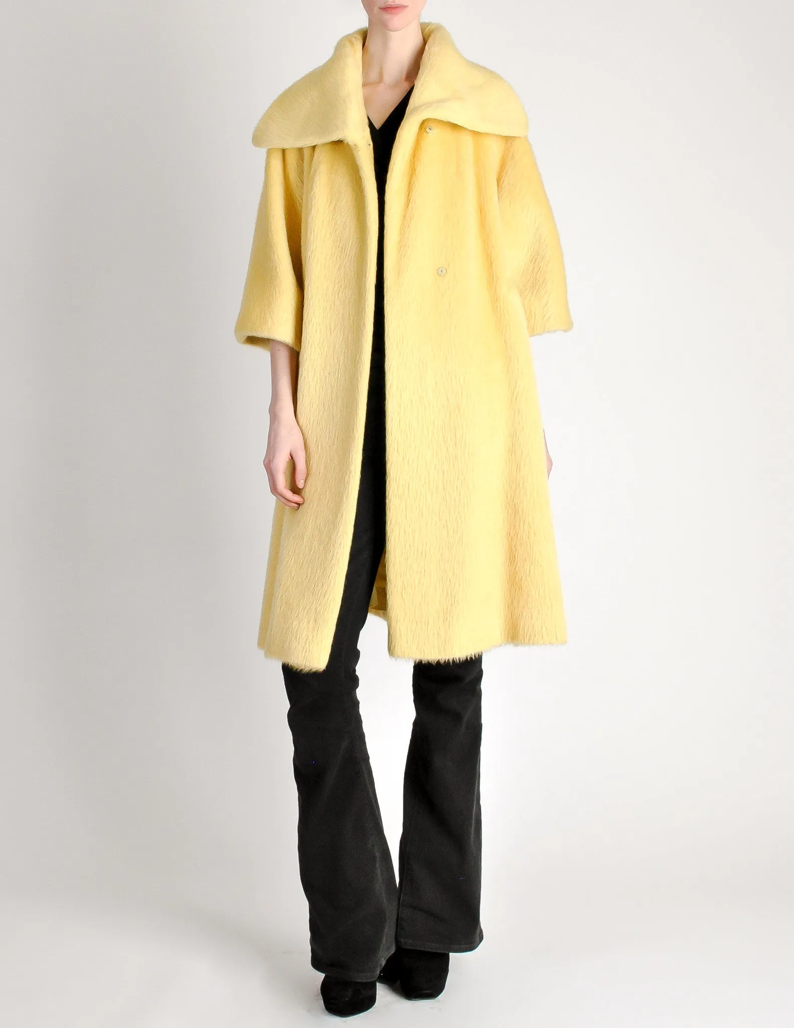 Lilli Ann Vintage Banana Yellow Wool Mohair Swing Coat