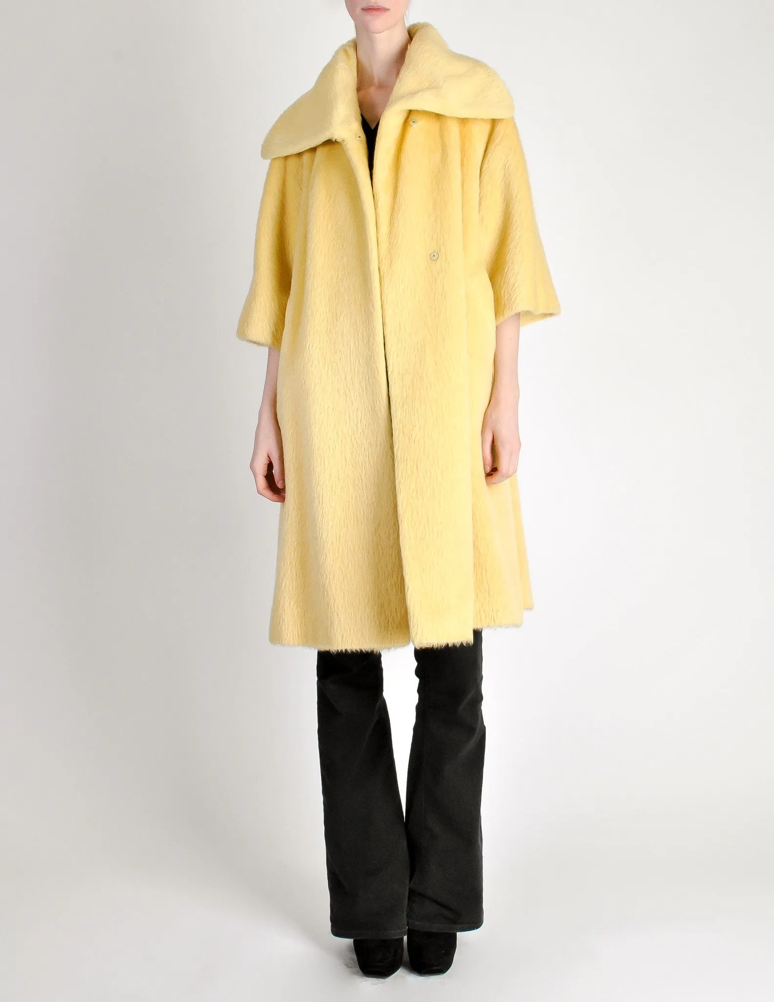 Lilli Ann Vintage Banana Yellow Wool Mohair Swing Coat