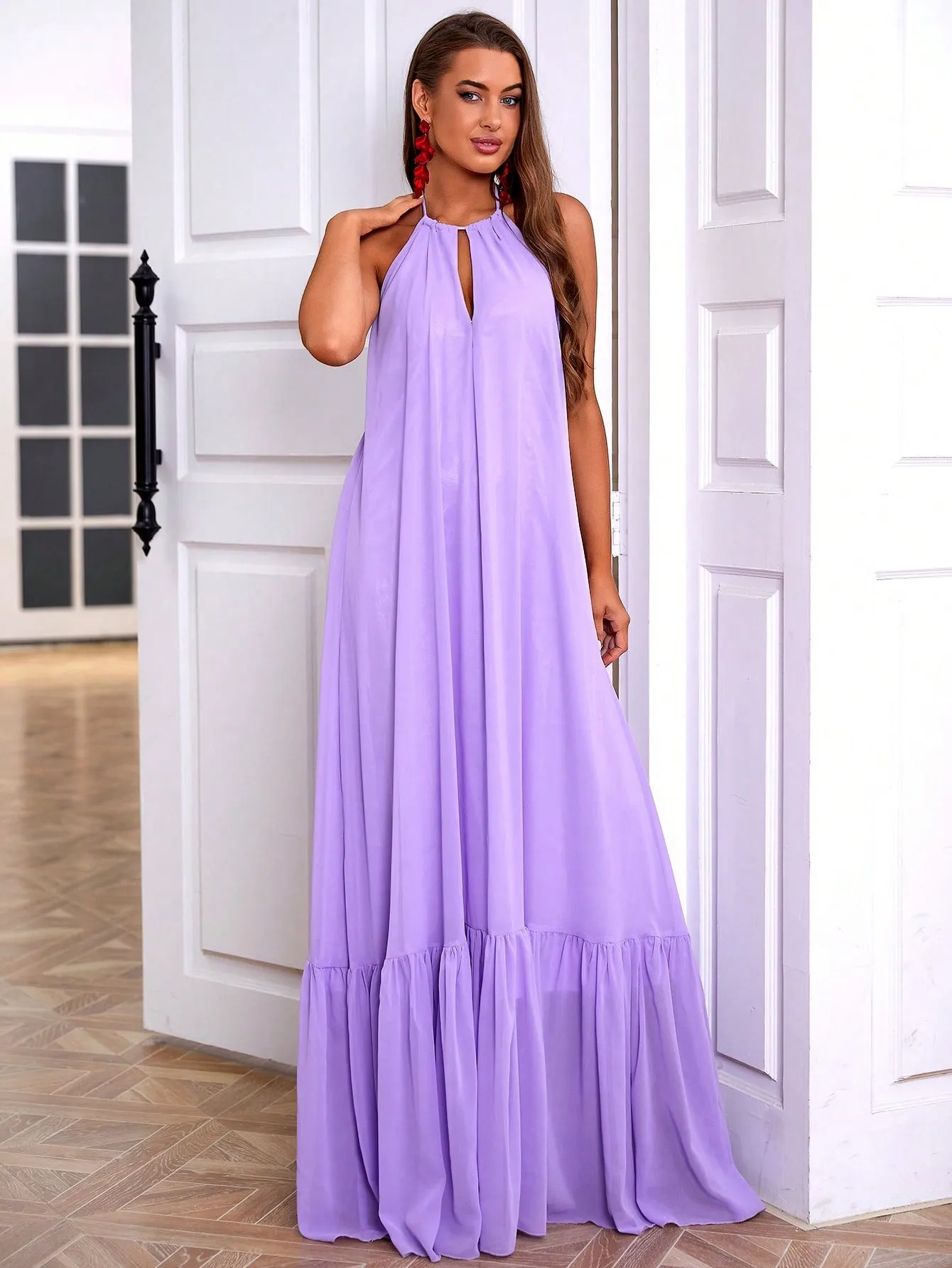 Love Lemonade Tie Backless Halter Dress