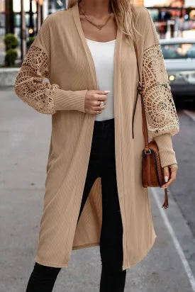 Open Front Lace Lantern Sleeve Cover-Up