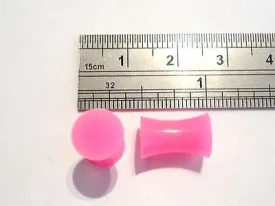 Pair 2 pieces Double Flare Flexible Silicone Ear Lobe Plugs 2 gauge 2g Pink