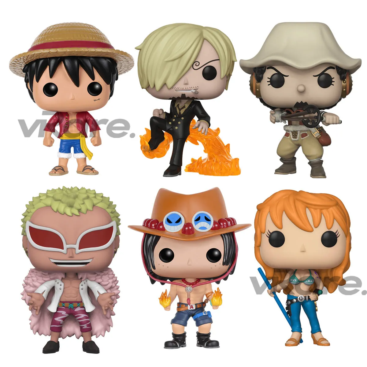 POP Animation : One Piece - Starter Bundle of 6 w/ Ace - Luffy - Sanji - Doflamingo - Nami - Usopp