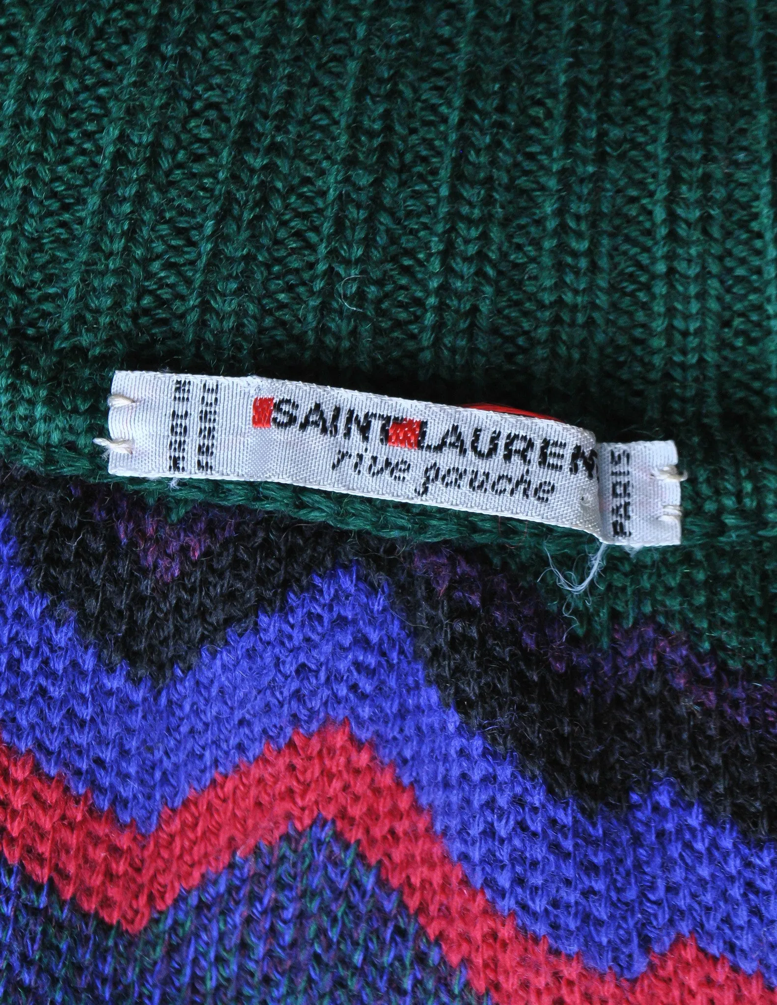 Saint Laurent Rive Gauche Vintage Chevron Knit Hooded Sweater Jacket