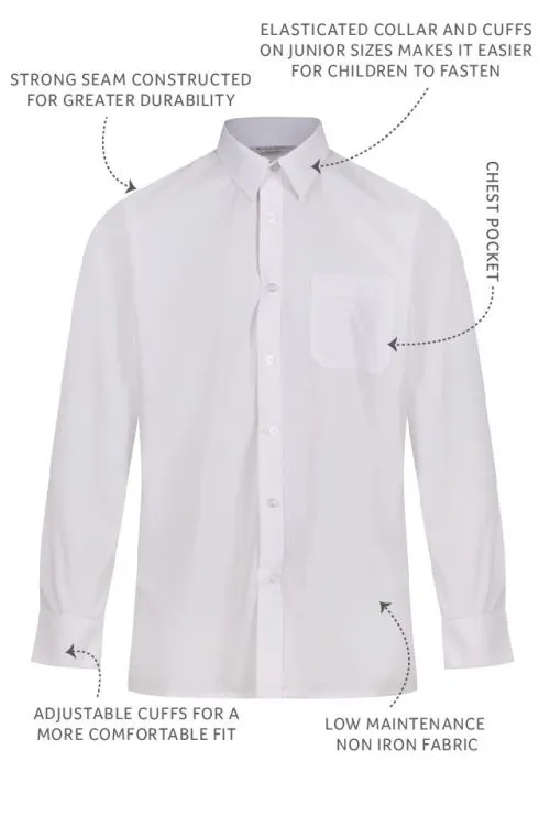 Trutex Easycare White Shirts - Long Sleeve - Twin Pack