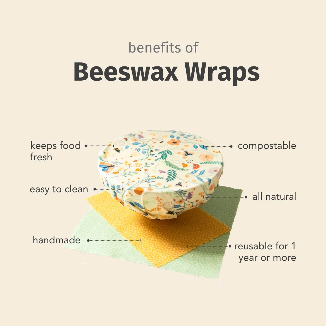 Warm Tones Pair: Set of 3 Beeswax Food Wraps   Dishcloth